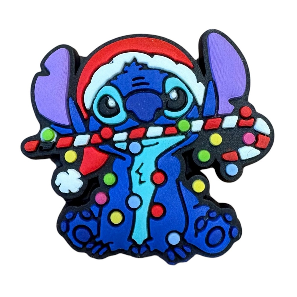 Stitch Christmas Candy Cane Croc Charm
